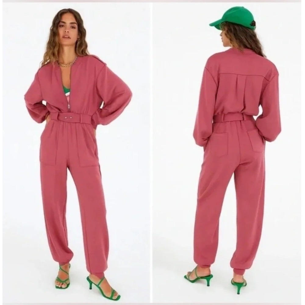 NWT For Love and Lemons Jumpsuit One Piece Jogger Cinched Waist Love & Leisure